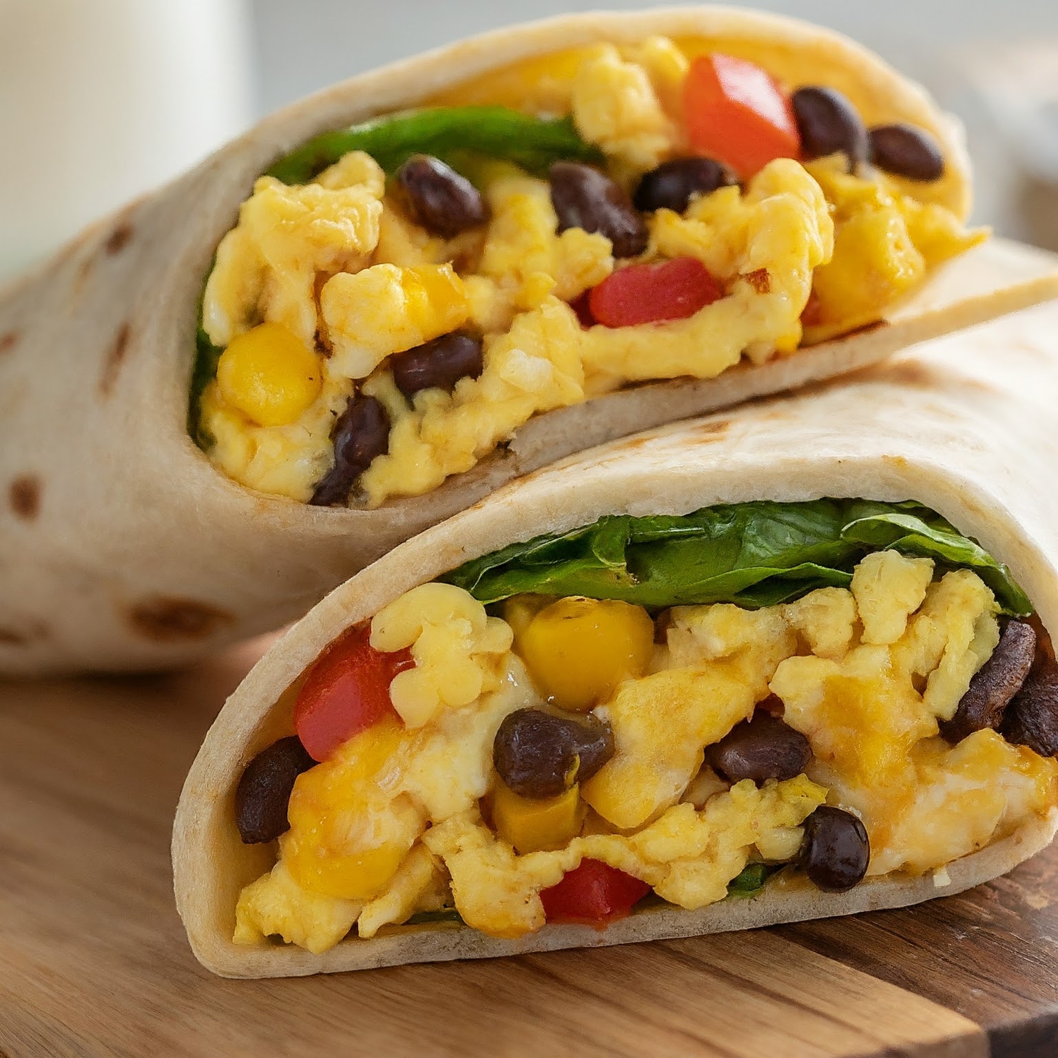 Breakfast Burrito with Scrambled Eggs and Veggies