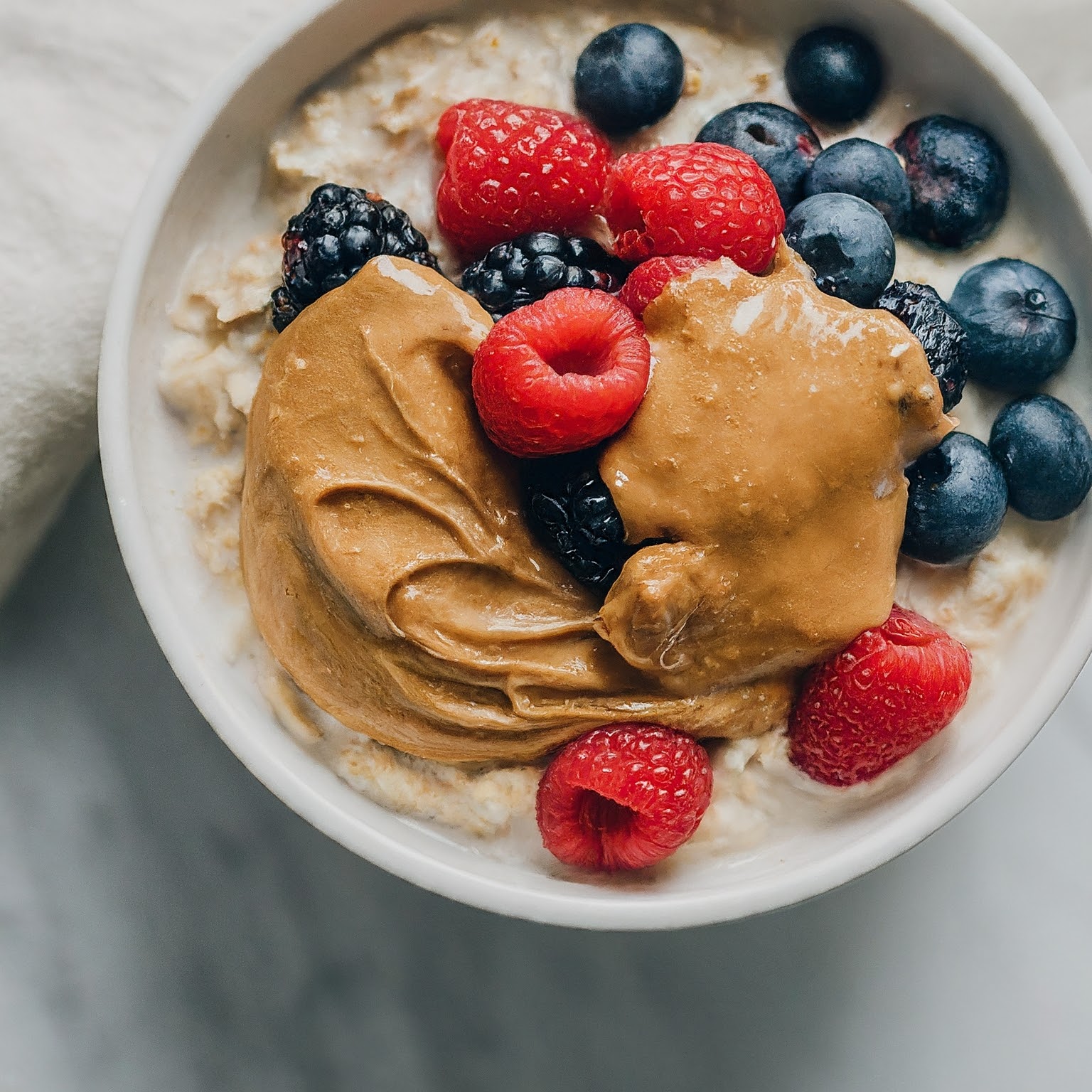 Overnight Oats with Berries and Nut Butter