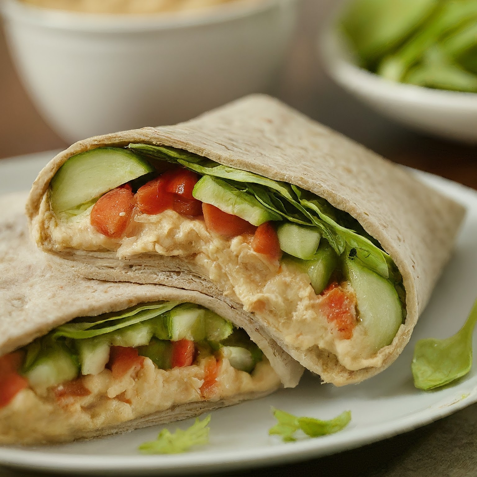 Vegetarian Wraps with Hummus and Veggies